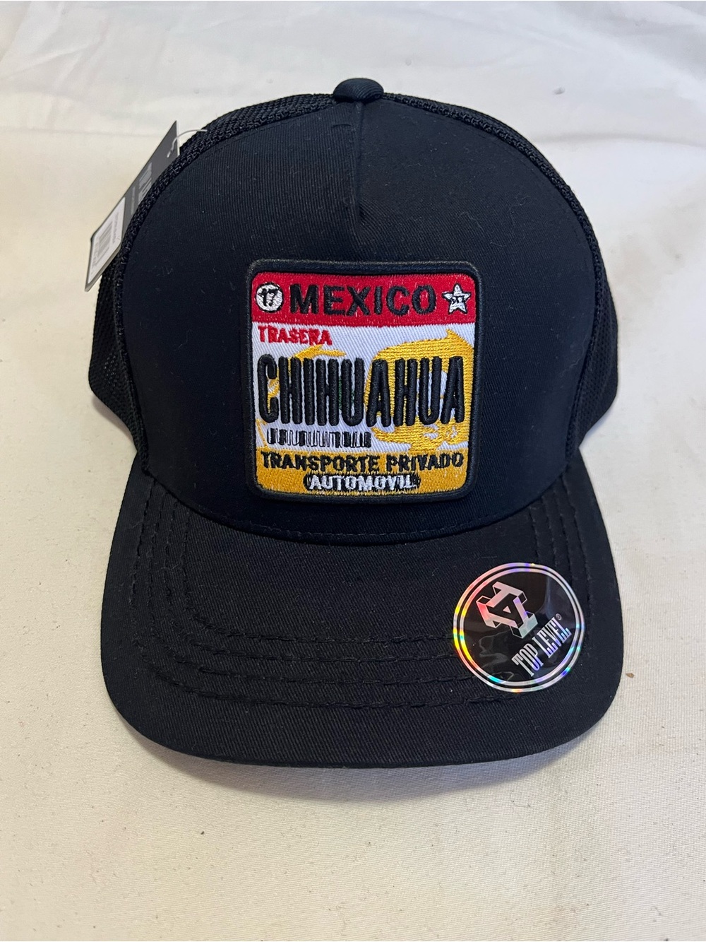 Black Chihuahua Mexico heavy embroidery Patch Trucker Hat - Men